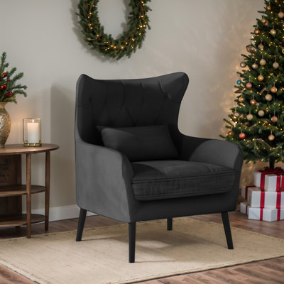 Thick Cushion Upholstered Comfy Velvet Accent Chair