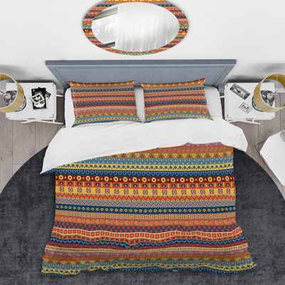 Multicolor Tribal Striped - Abstract Duvet Cover Set - Microfiber Polyester