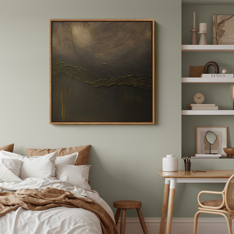 Art mural encadré abstrait rétro antique classique pour chambre à coucher, H 24 po x l 24 po, Naturel