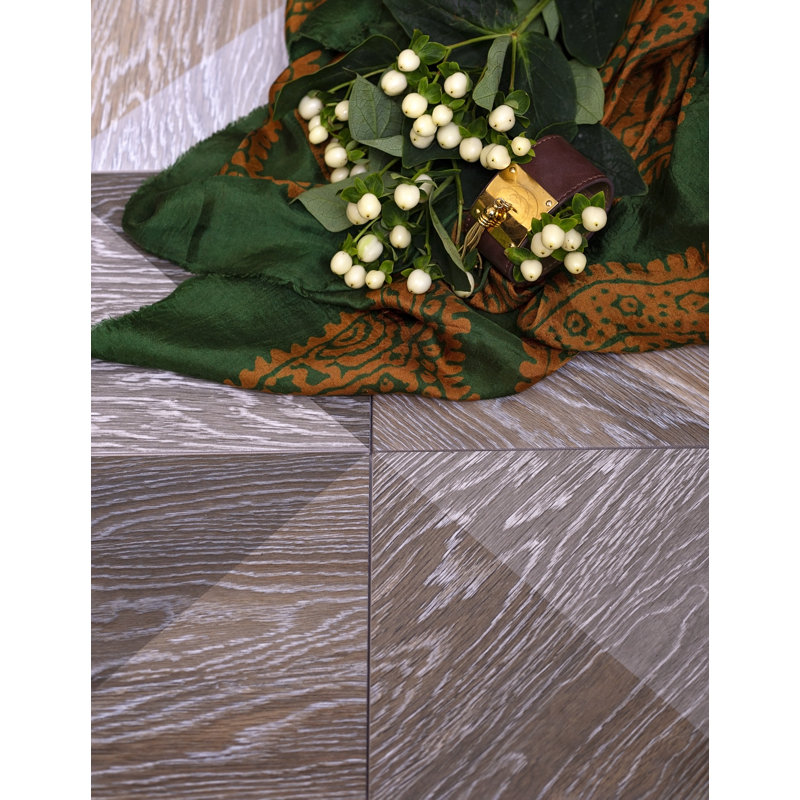Carreau de plancher et de métro en porcelaine d'aspect bois de 7 po x 7 po, Brun / gris