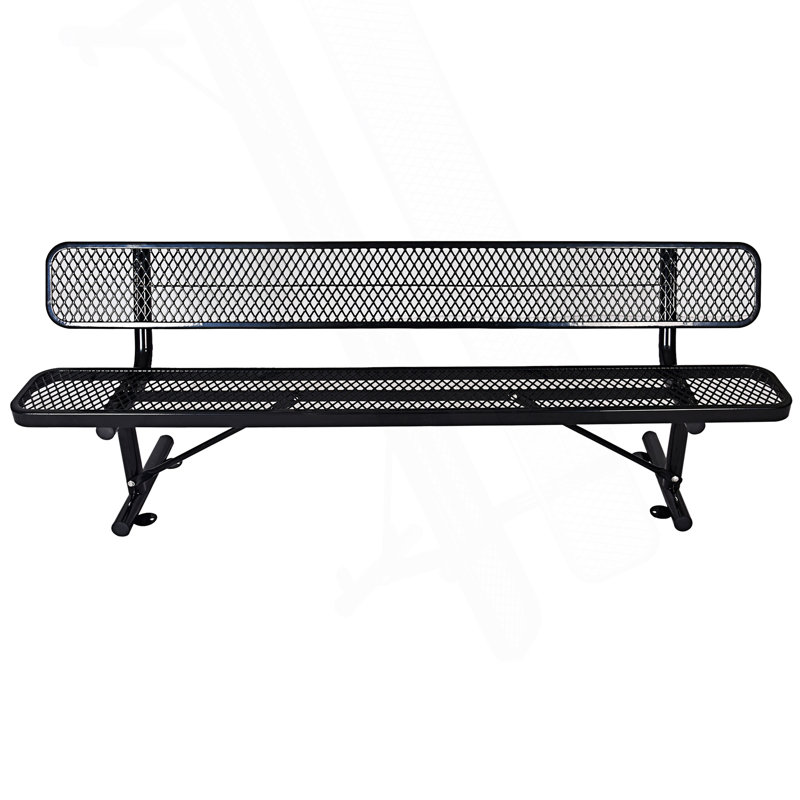 8 pi Banc d'extérieur en acier avec dossier, banc de chambre, H 32,56 po x l 96,03 po x P 23,26 po, Noir