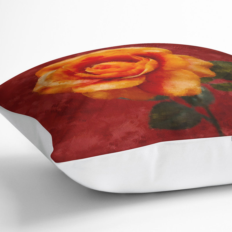 Rose in Bloom Cushion with Filling, White, 40cm H x 40cm W x 15cm D