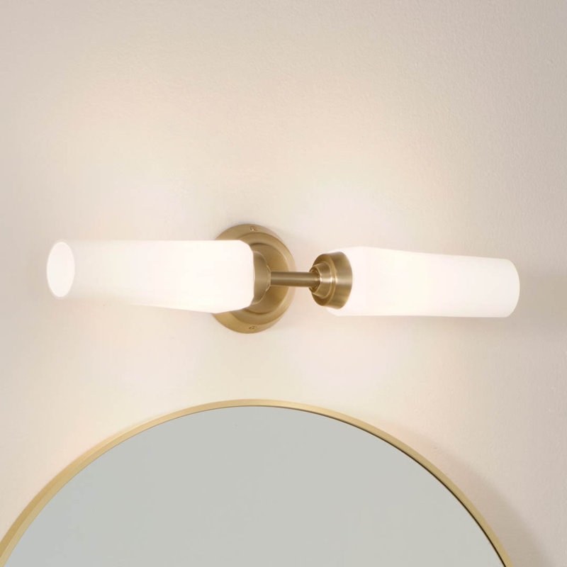 Lakeba Champagne Bronze 2-Light Vanity Light with Satin Etched Opal Glass Shades, Champagne Bronze