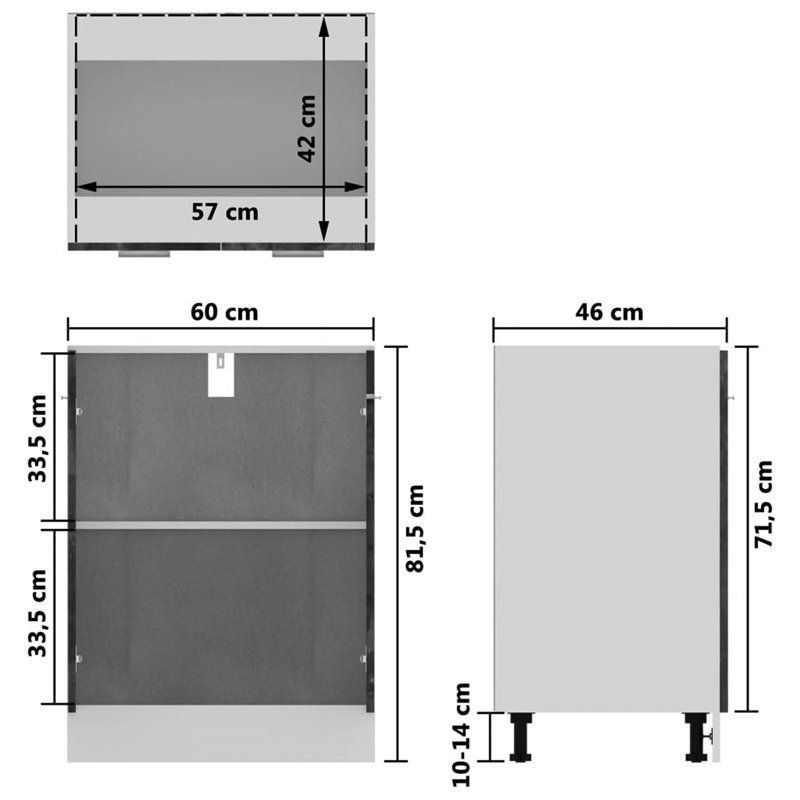 Drawer Base Cabinet 60X46x81.5 Cm, Light Brown