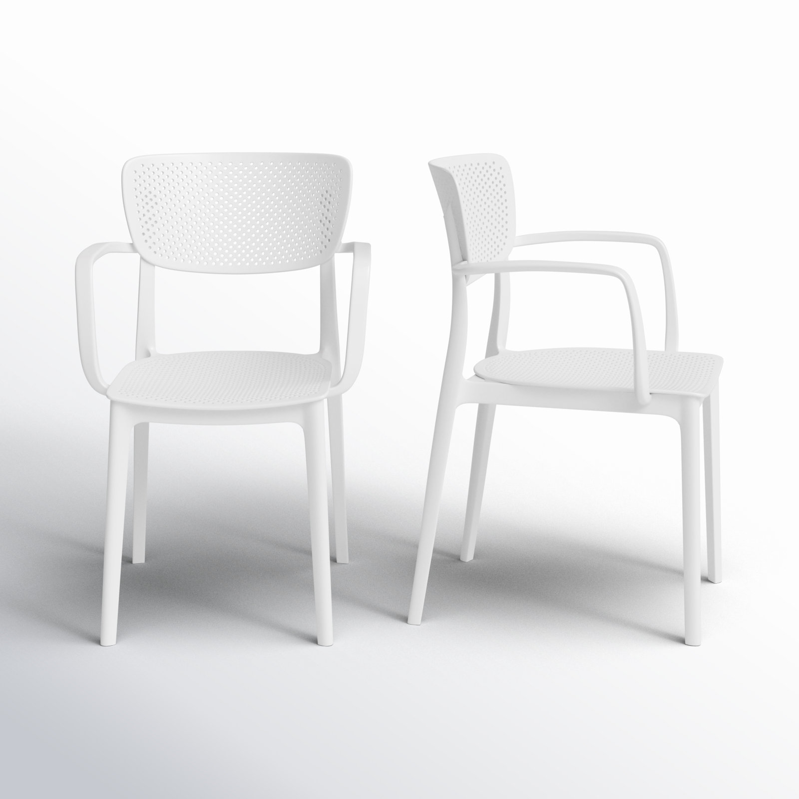 Farrah Stacking Patio Dining Armchair, White