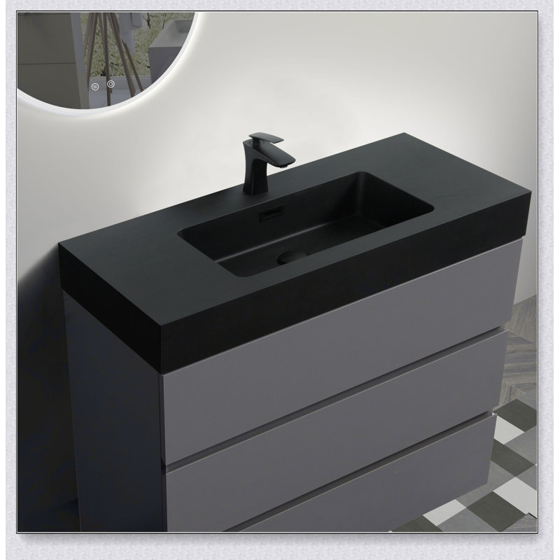 Meuble-lavabo autoportant avec grand lavabo et rangement