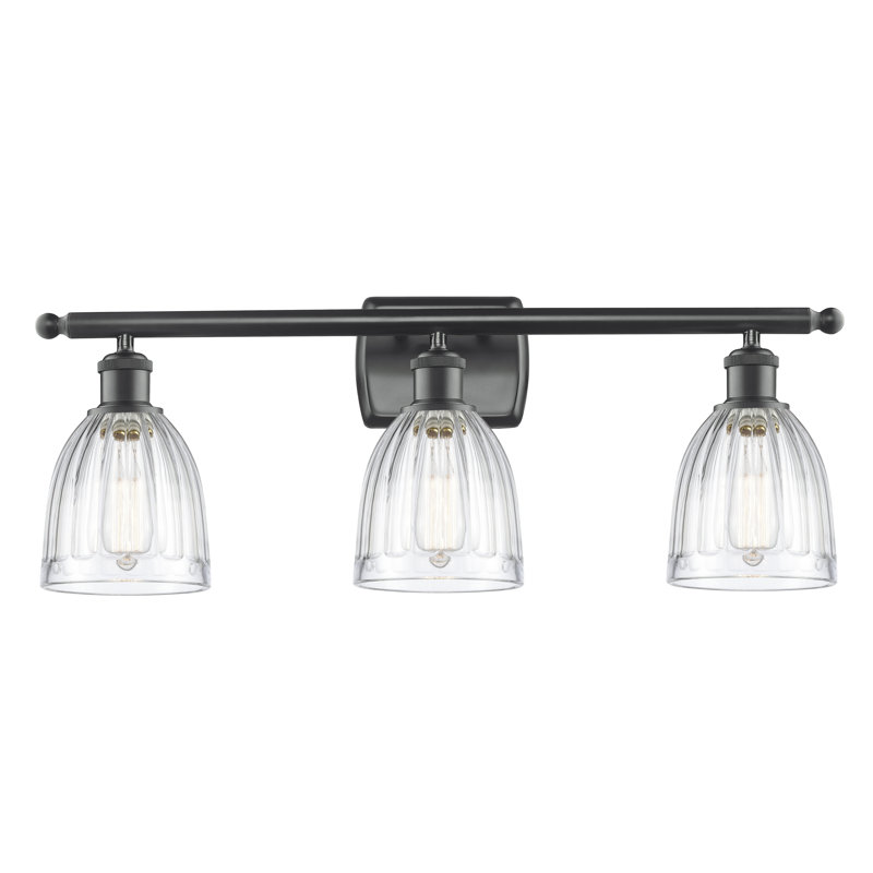 Éclairage pour salle de bain 3 lumières Dunder, Ampoule incandescente rétro de 60 watts, Transparent, Bronze huilé