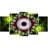 " Green On Black Pattern With Circles " 5 - Pieces