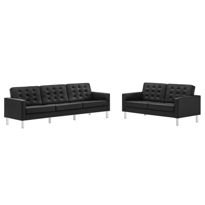 Canapé en cuir véritable de 123 po