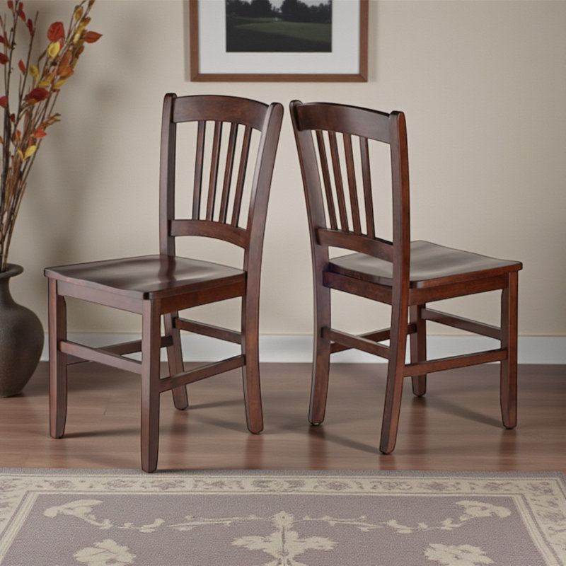 Grant Walnut Solid Wood Slat-back Side Chair Set, 34.41'' H X 16.98'' W X 16'' D
