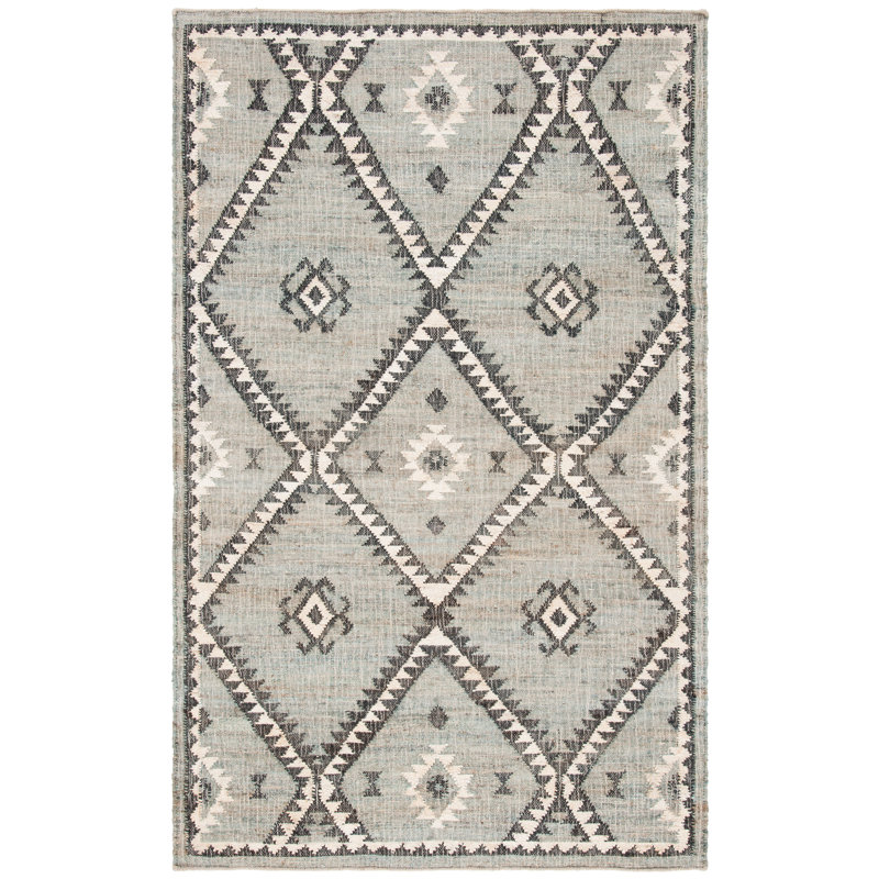Goodsell Flat Weave Jute Geometric Vintage Rug, Rectangle 6' x 9'