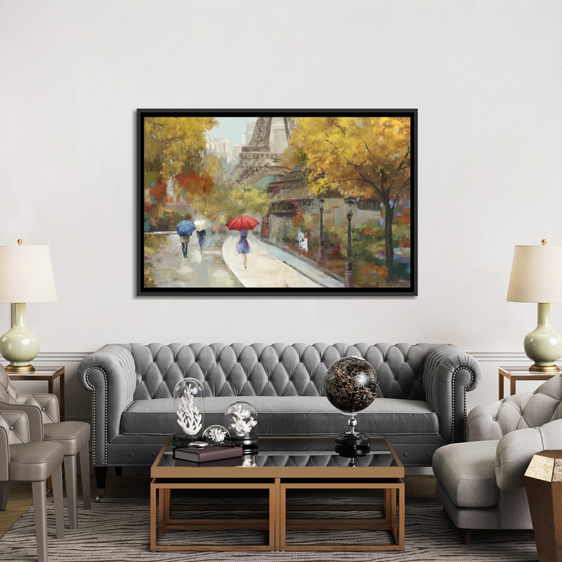« amant de marche », reproduction sur toile, H 18 po x l 26 po x P 1,5 po, Toile avec cadre noir, Pas de tapis