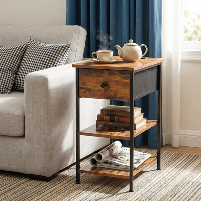 Table de bout avec tablettes et station de charge, table d'appoint rabattable avec ports et prises USB, table de chevet