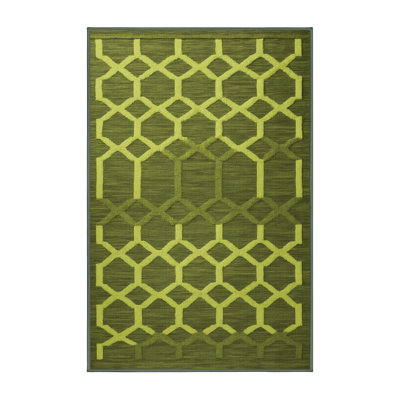 Machine Washable Trellis Green Area Rug