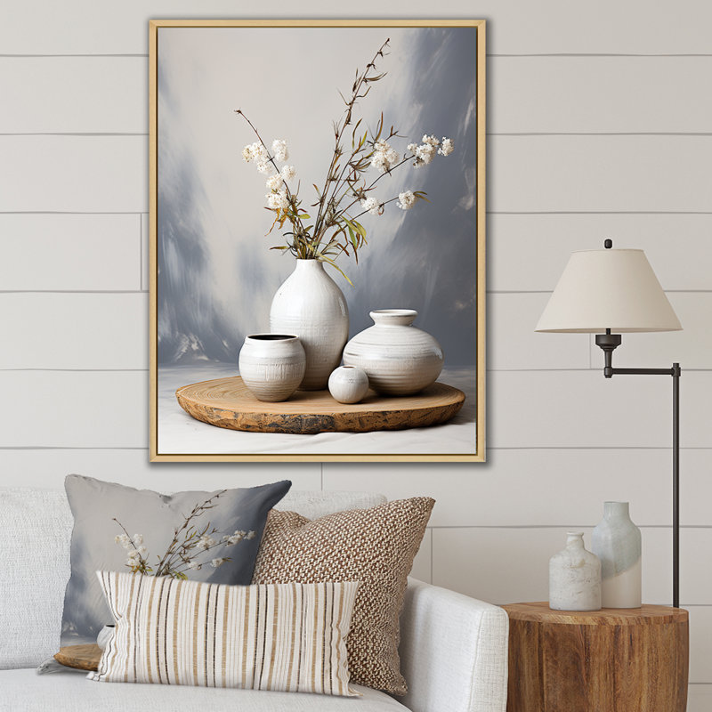 Céramique moderne, poterie 2 - décoration murale bohème, Cadre flottant brun, H 44 po x l 34 po x P 1,5 po