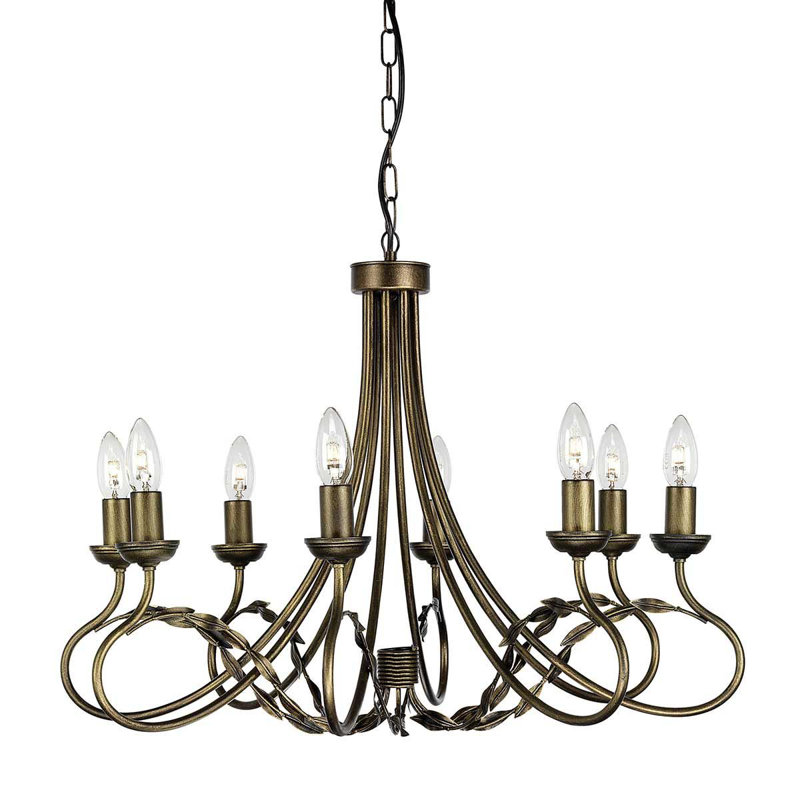Ballyrashane 8 - Light Candle Style Chandelier, Black/Gold