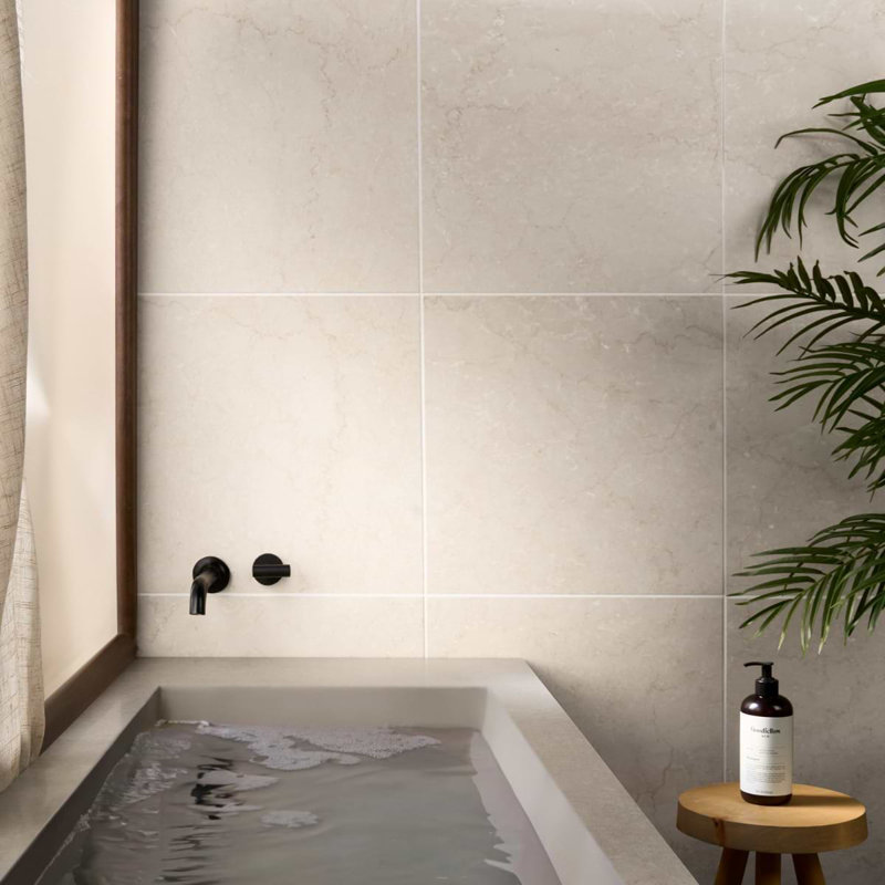 Botticino 18 In. X 18 In. Marble Floor And Wall Tile (13.55 Sq. Ft. / Case), Honed Beige