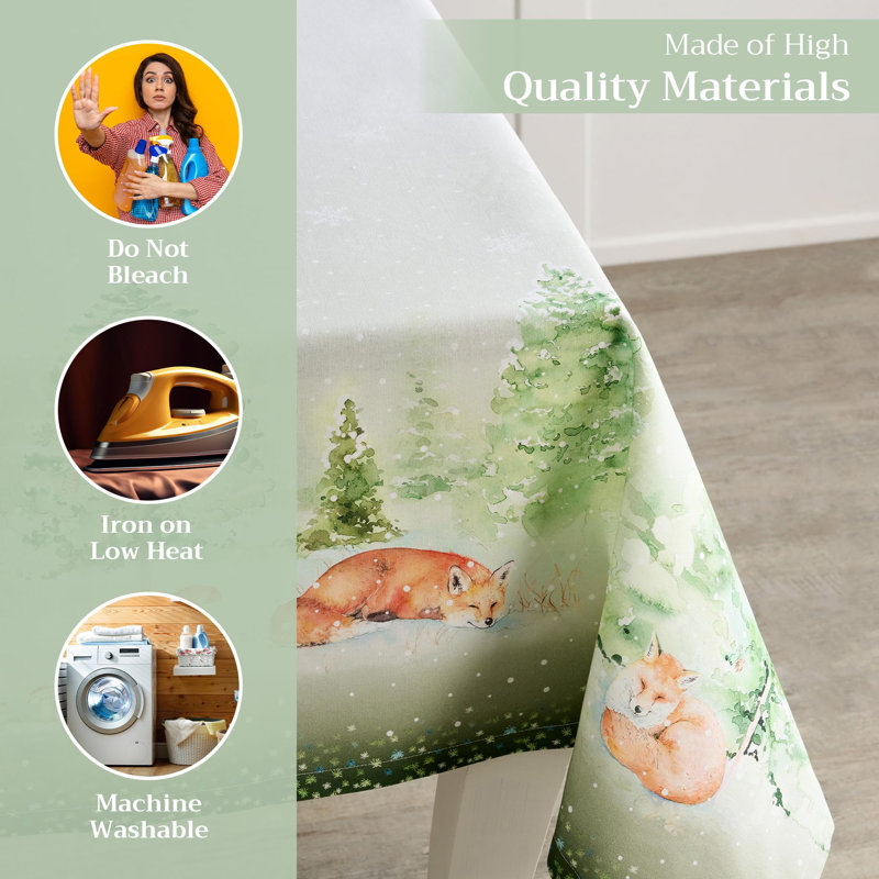 Maison d' Hermine Table Cloth Rectangle Table 100% Cotton 70 x 108 Inches Fall Tablecloth Reusable Everyday Use for Thanksgiving Christmas Decorations Dining Farmhouse Party (Winter Mornings)