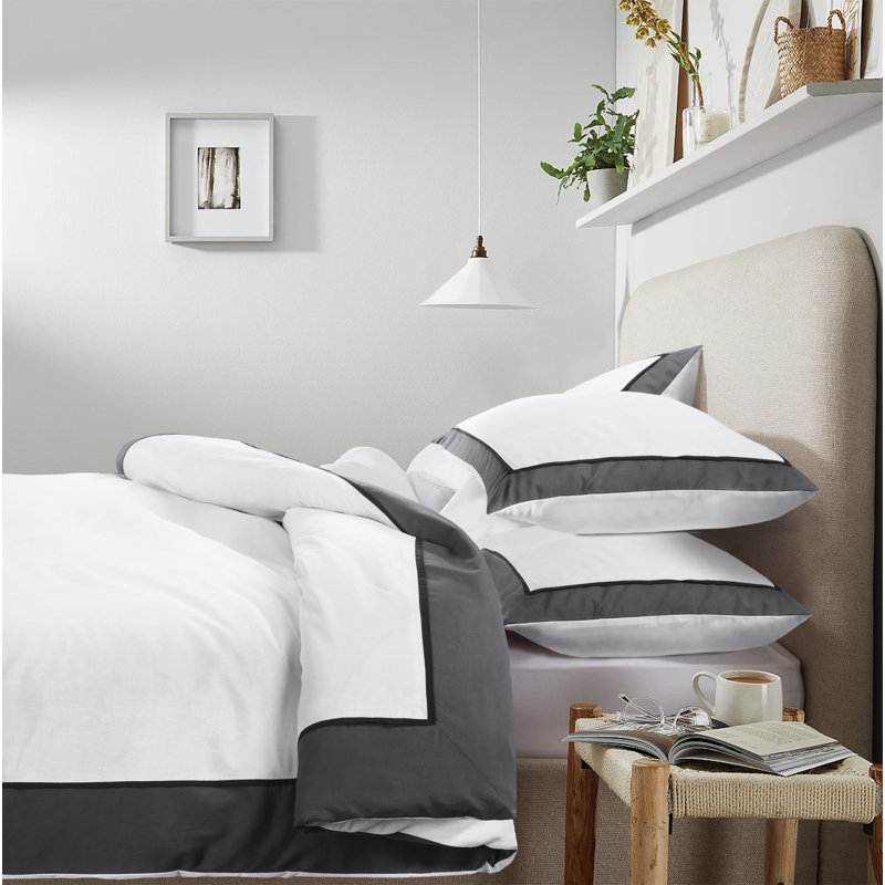 Premium Polycotton Duvet Cover Set with Pillowcases Soft Breathable Easy Care Wrinkle Resistant Bedding, Charcoal