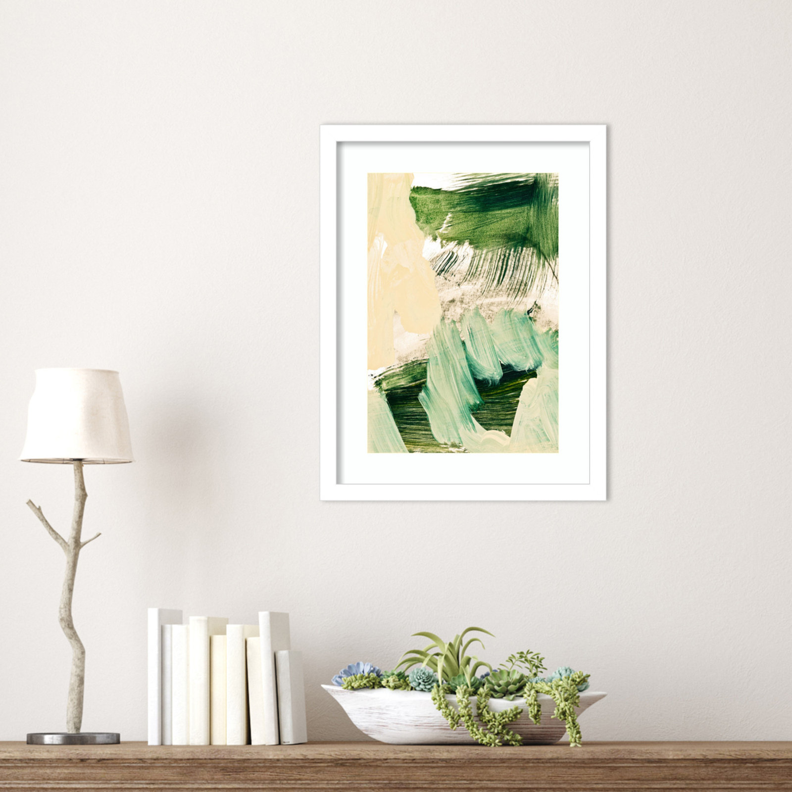 Elphaba "Minimalist Painting 09" Print, White Framed, 17" H x 13" W