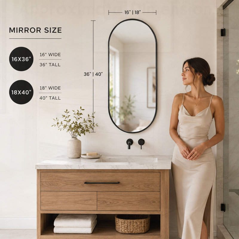 Miroir durable en PVC avec verre incassable, parfait pour la salle de bain et la chambre à coucher