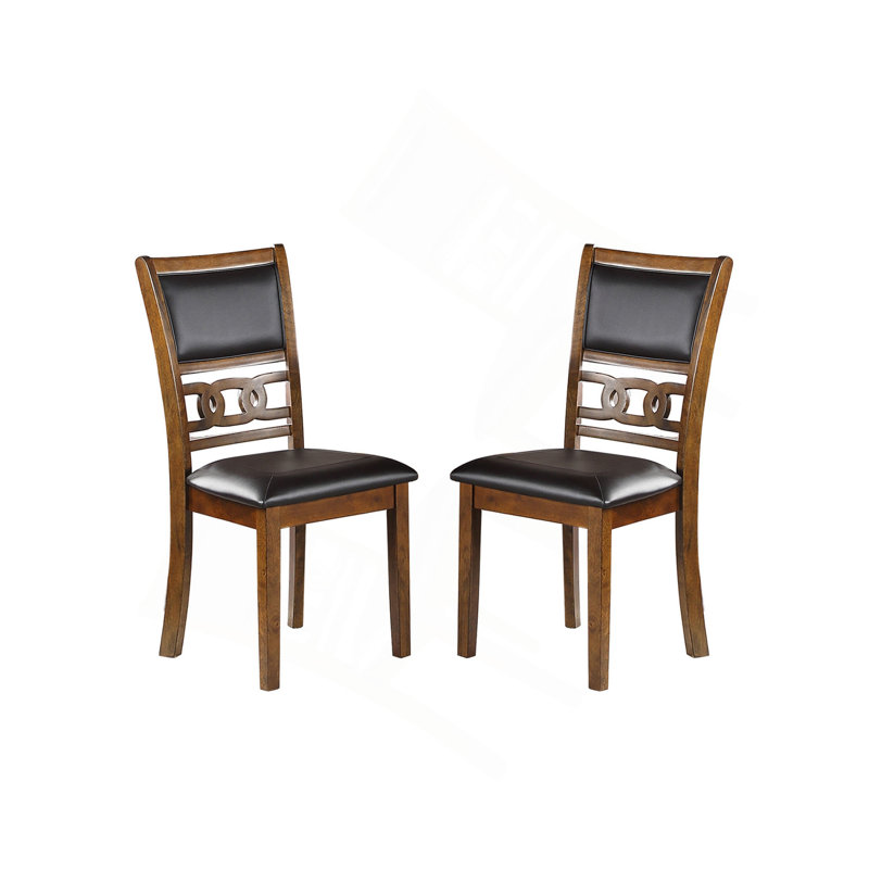 Ensemble de 2 chaises de salle à manger rembourrées au fini noyer avec revêtement en similicuir et design robuste