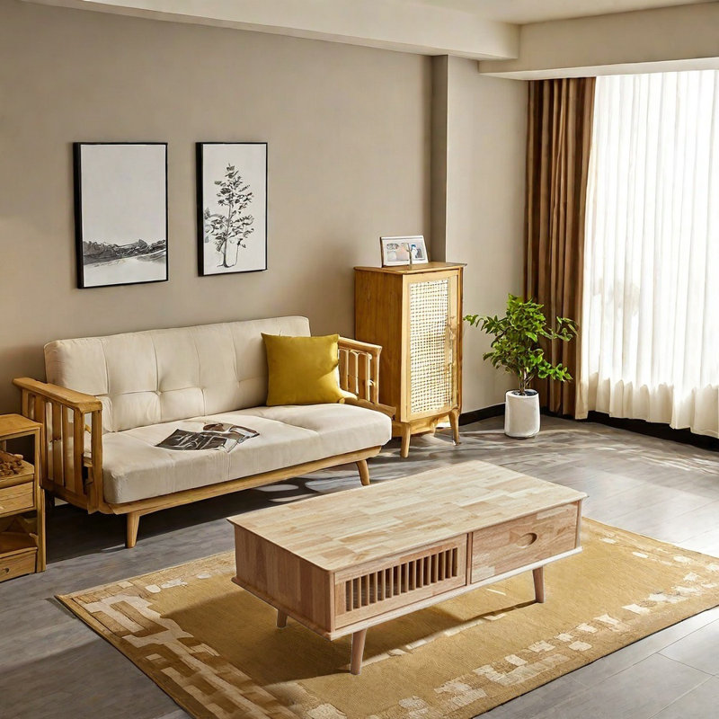 Solid wood minimalist style coffee table