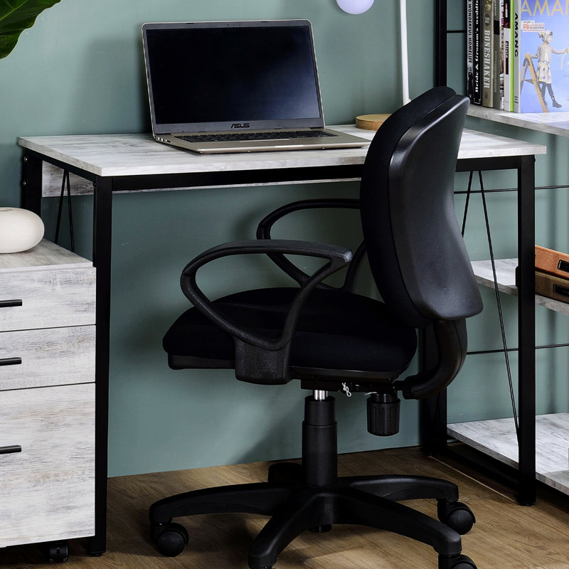 Bureau d'écriture rectangulaire avec base en métal, H 28 po x l 35 po x P 18 po, Blanc antique