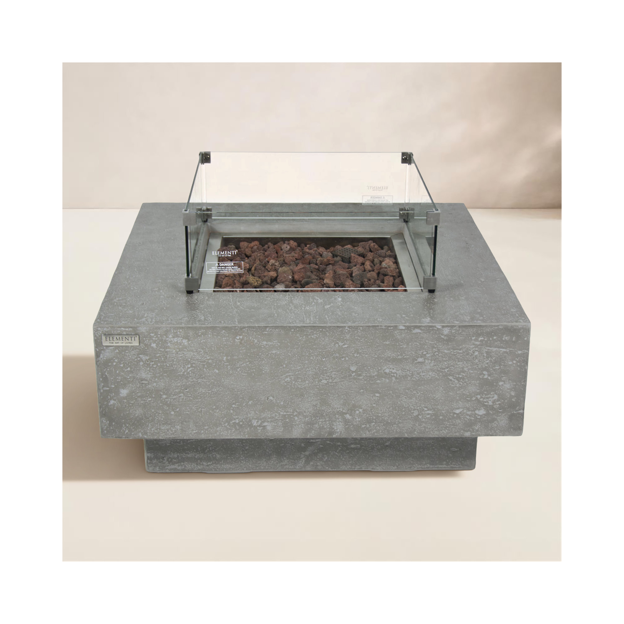 Manhattan 36" Outdoor Concrete Fire Table 45,000 BTU - Includes Lava Rocks & PVC Cover, Natural Gas, Gray