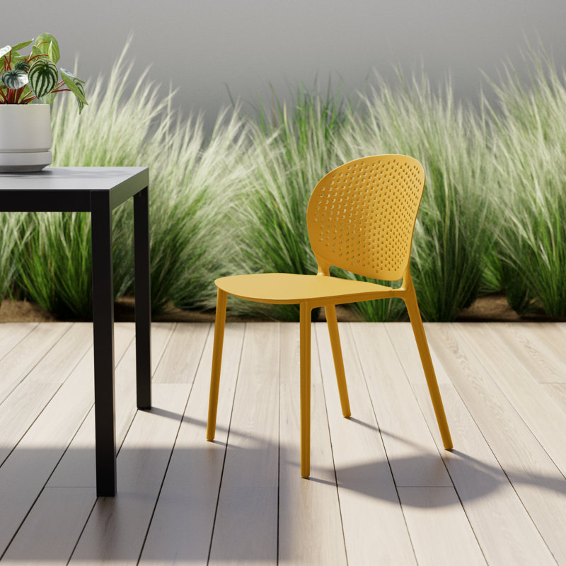 Iben Outdoor Stacking Dining Side Chair, Ginger