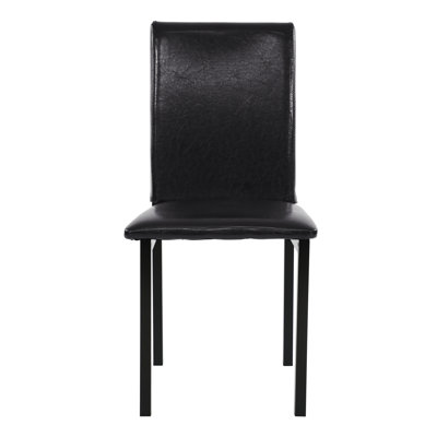 4 chaises de salle à manger avec structure en métal, similicuir brun, pieds noirs, siège d'une largeur de 17,75 po et 4 chaises en métal, ensemble de 17,25 po