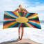 Serviette de plage rétro en microfibre à séchage rapide Boho Sun, 32 po x 63 po