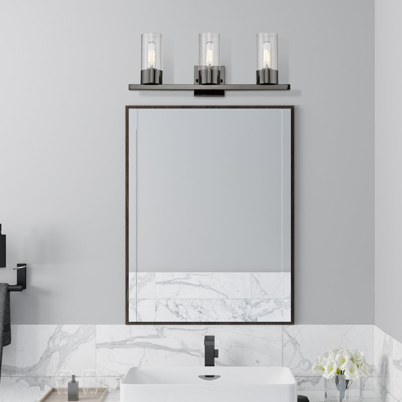 Éclairage de salle de bain à intensité variable 3 lumières Zanavia, Chrome noir