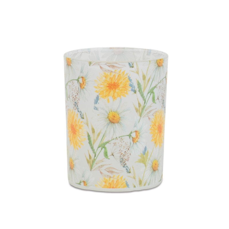 Porte-bougie à motif floral givré