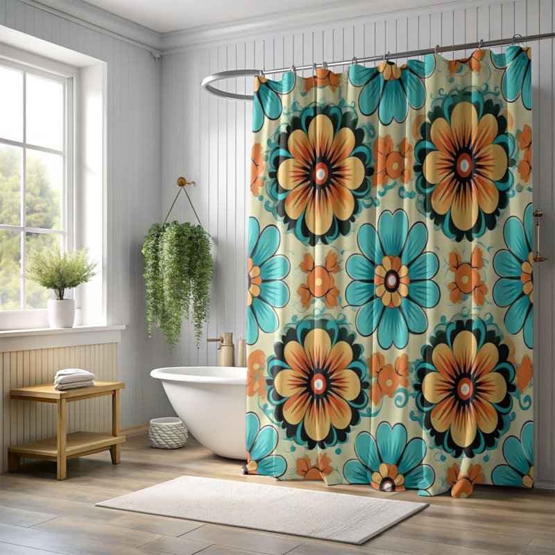 Rideau de douche Old-School Petal - Premium, H 74 po x l 71 po