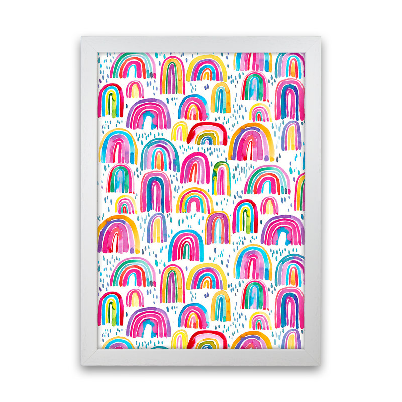 Cute Watercolor Rainbows - Print, White Framed, 34cm H x 25cm W x 3cm D