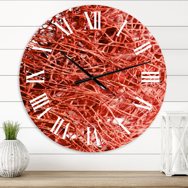 Red Macro Texture - Modern wall clock, Small