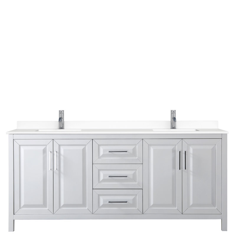 Daria 80'' W Double Vanity, White, Polished Chrome
