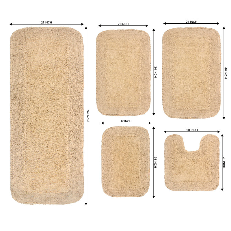 Brunton Collection 100% Cotton Bath Rugs (Set of 5), Linen