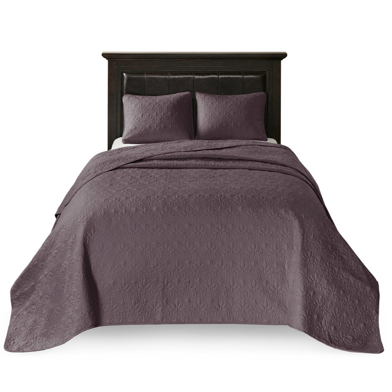 Courtepointe réversible mauve double / grand - Doux rembourrage en coton prélavé pour la chambre à coucher Lavable à la machine