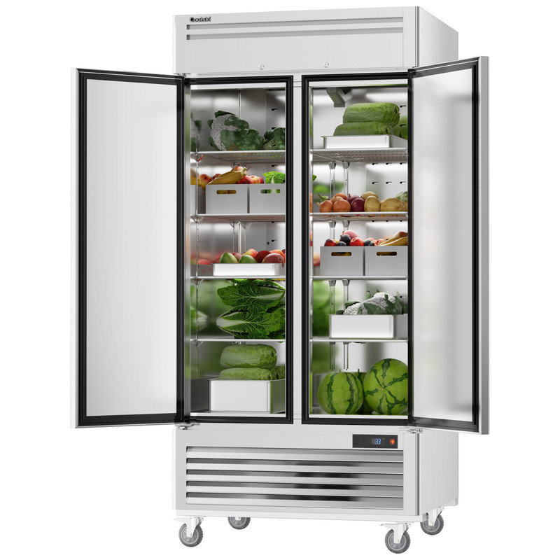 Coolski 40 po. 35 pieds cubes Réfrigérateur commercial à 2 portes en acier inoxydable