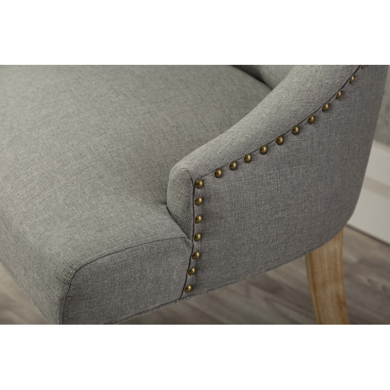 Fauteuils à oreilles capitonnés en bois massif capitonnés, Gris