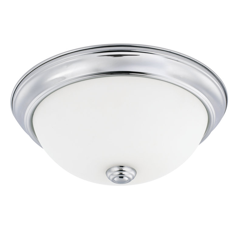 Bronze Indoor/Outdoor Flush Mount Light with Soft White Glass Bowl Shade