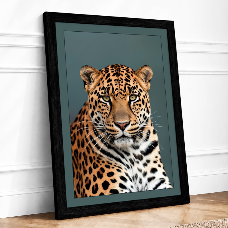 Leopard Portrait Modern - Framed Print, A4 - 29.7 x 21.0 cm, Black