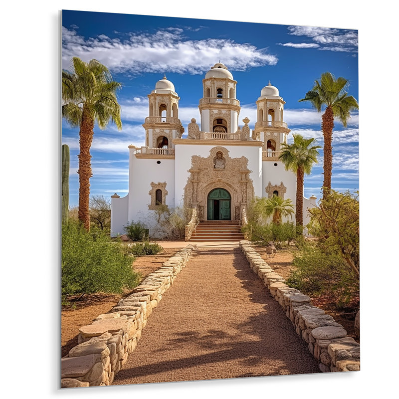 Décoration murale en métal San Xavier Del Bac Mission Memory - Nevada, H 32 po x l 16 po x P 1 po