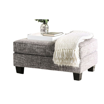 Transitional Gray Burlap Weave Upholstery With Box Cushion Seat, Tapered Legs, Conversational Design, And Fitted Back Pillows, 40"L X 25"W 19"H Features,
