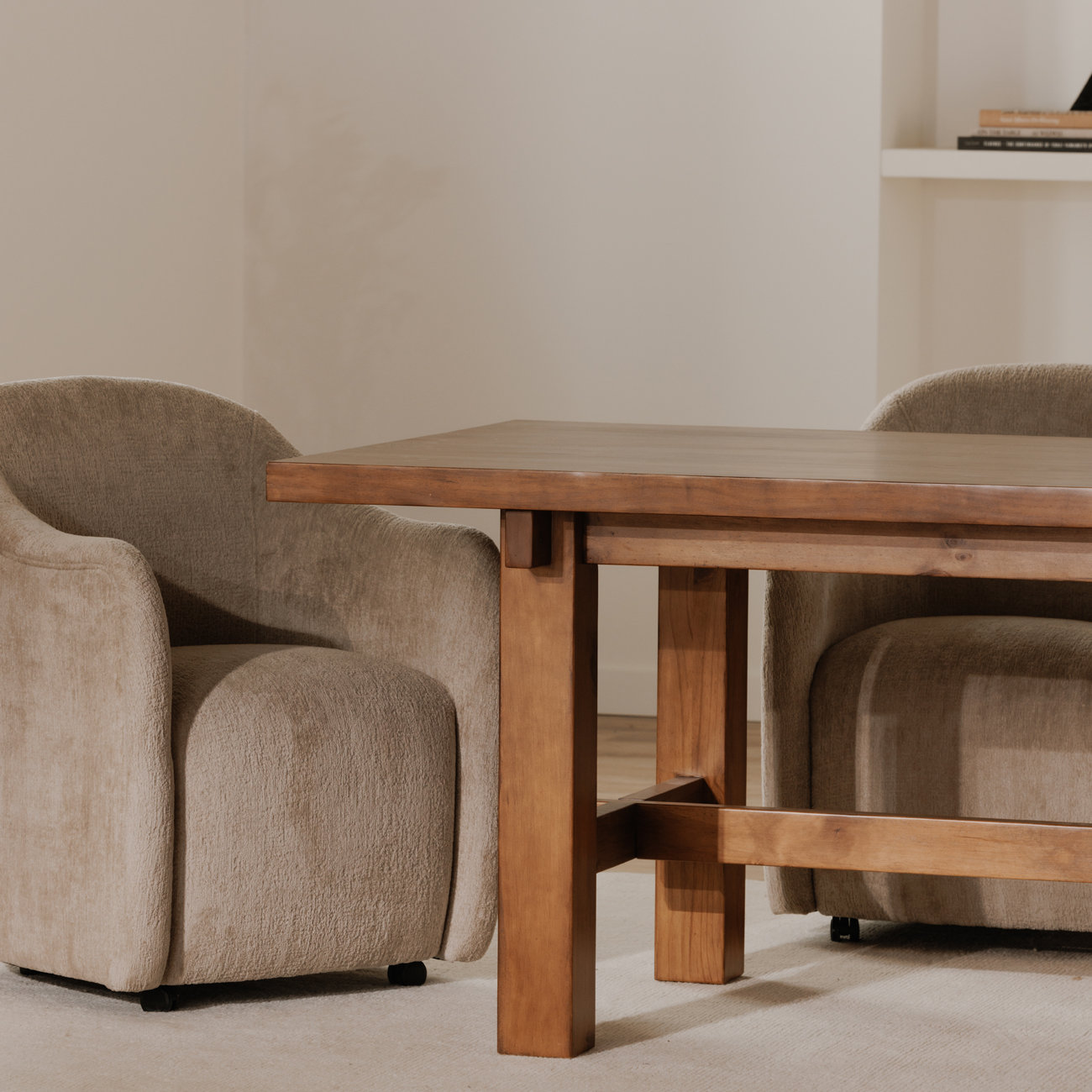 Myla Dining Armchair, Beige Performance Chenille
