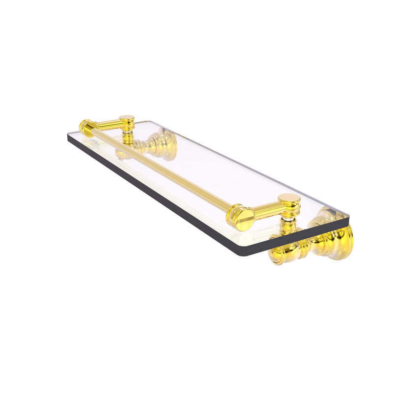 Tablette en verre Freyja, H 3,3 po x l 16 po x P 5,54 po, Laiton poli