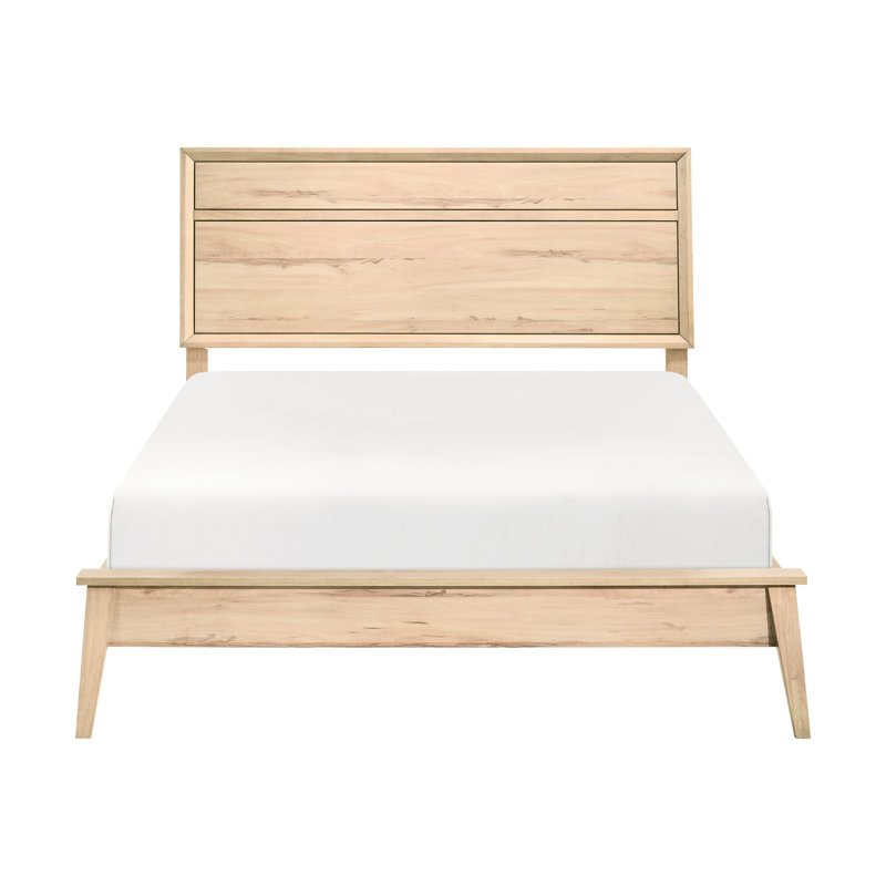 Grand lit classique de style classique Mid-Century, chêne naturel pour lit de chambre gracieux avec chêne, fusion et styles magnifiquement