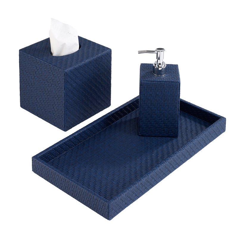 Wicker Vanity Tray, Navy